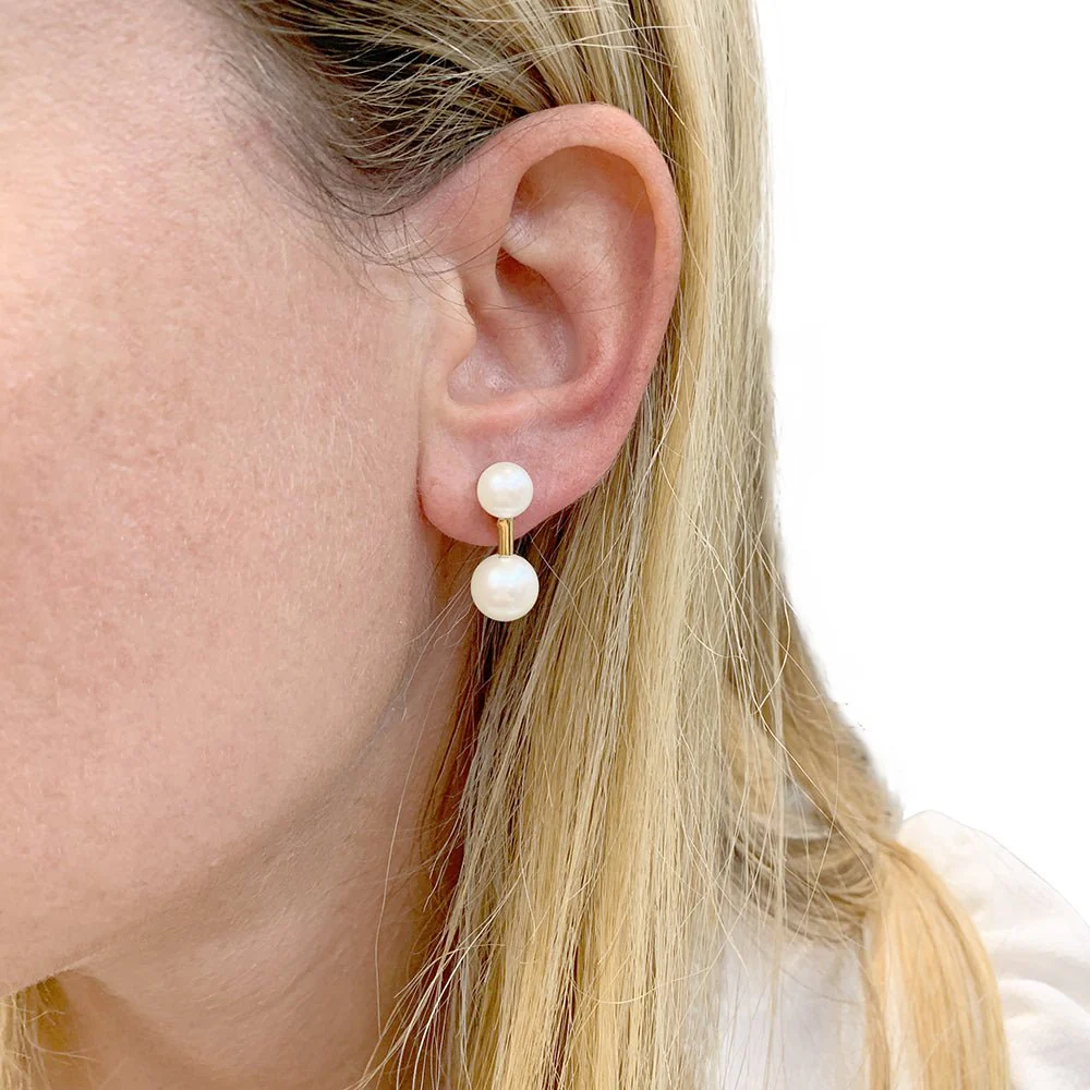 Boucles d'oreilles Poiray, "Roseau", or jaune, perles. - Image 8