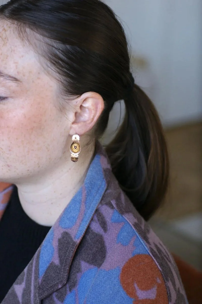 Boucles d'Oreilles Poissardes Anciennes Or et Email - Image 3