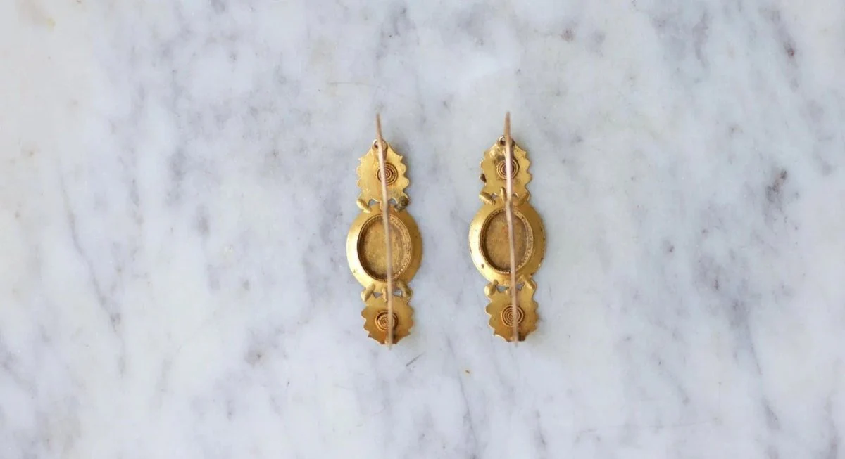 Boucles d'Oreilles Poissardes Anciennes Or et Email - Image 8
