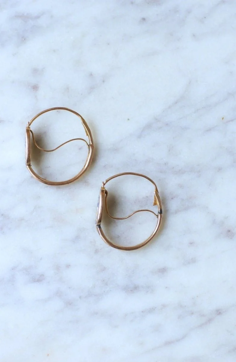 Boucles d'oreilles poissardes fleur émail - Image 10