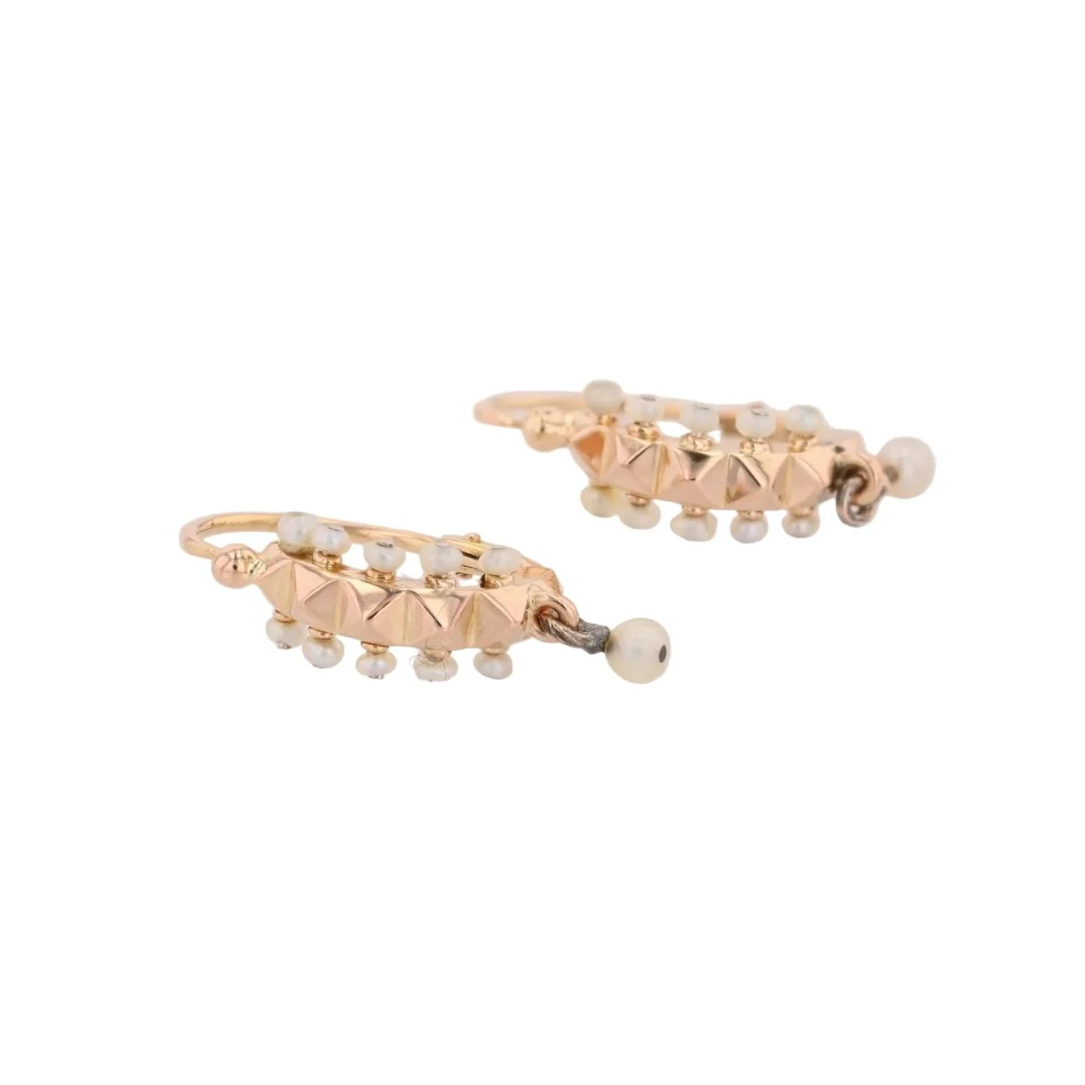 Boucles d'oreilles Dormeuses en or rose et perles - Image 3
