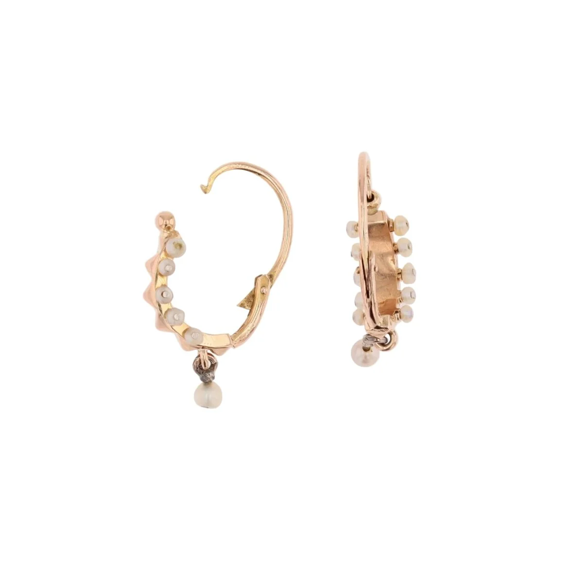 Boucles d'oreilles Dormeuses en or rose et perles - Image 4
