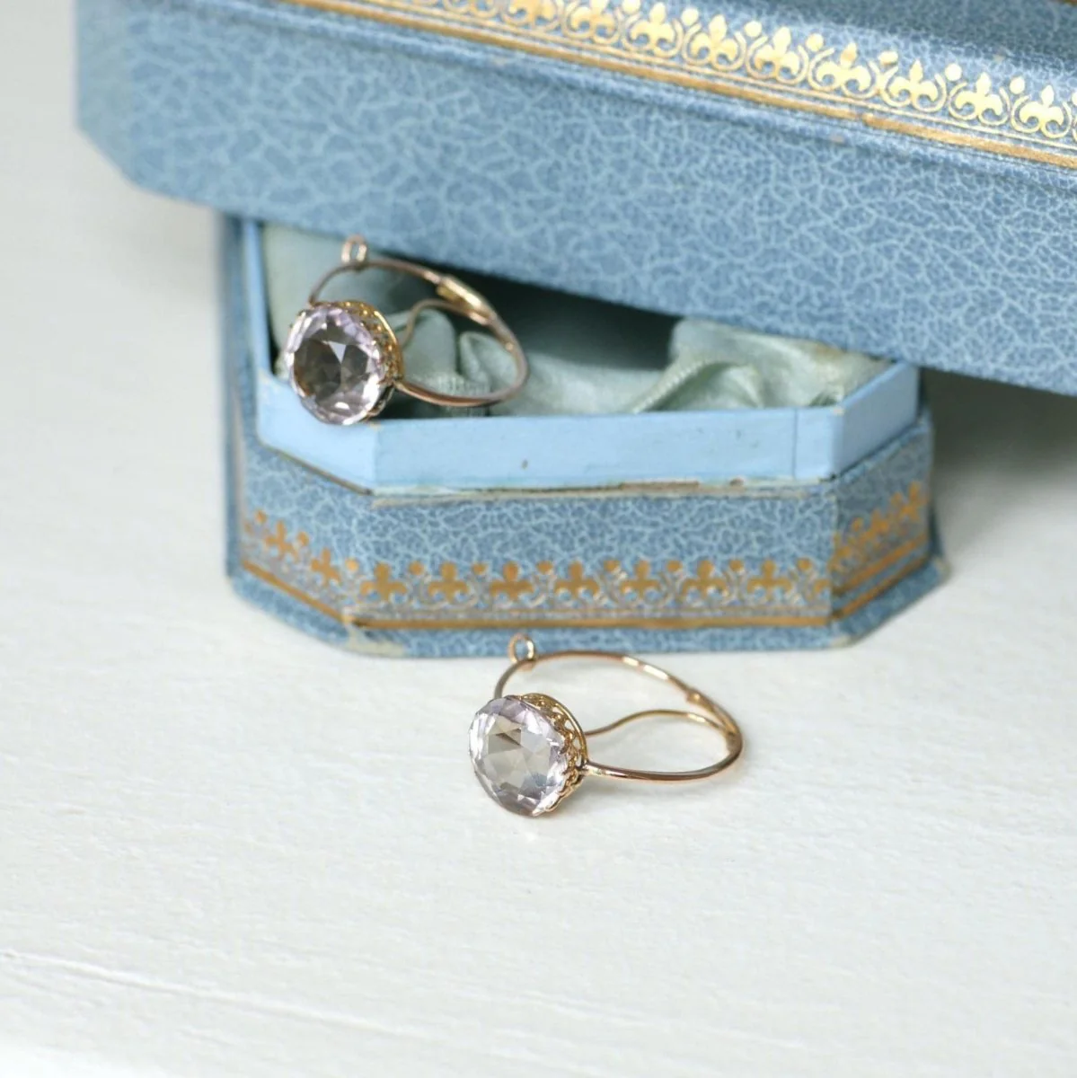 Boucles d'Oreilles en or rose et améthystes - Image 7