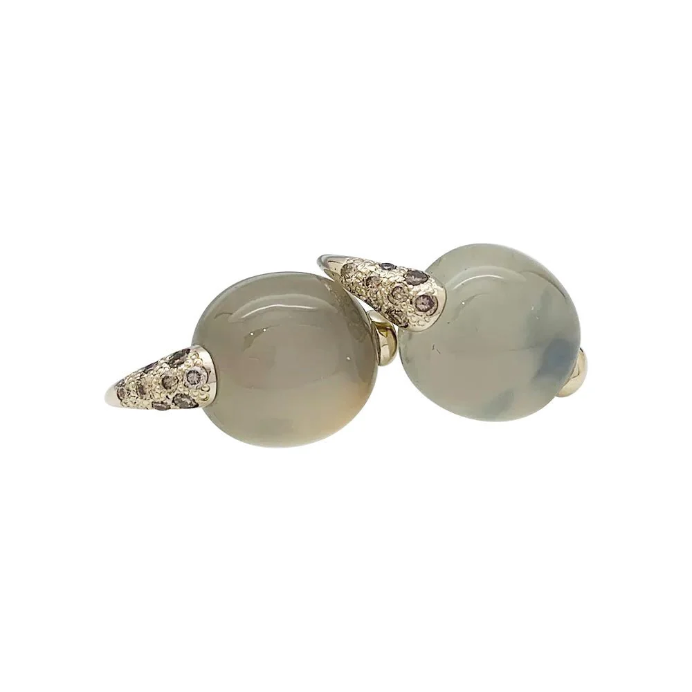 Boucles d'oreilles Pomellato, "Luna", or naturel, diamants et pierre de lune - Image 4