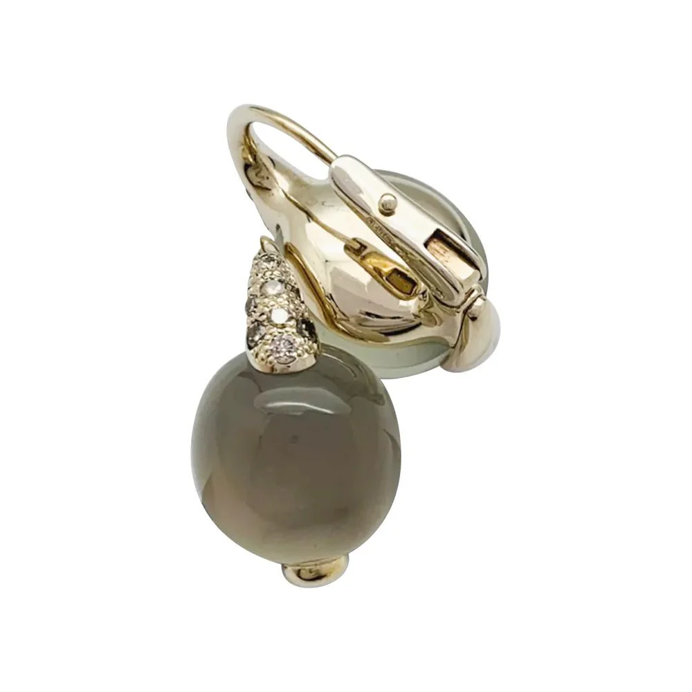Boucles d'oreilles Pomellato, "Luna", or naturel, diamants et pierre de lune - Image 5
