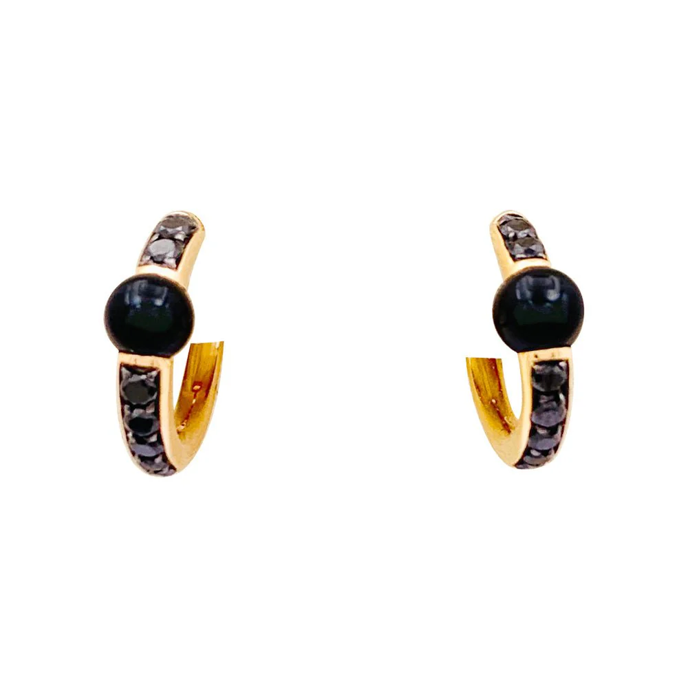 Boucles d'oreilles POMELLATO "M'ama non M'ama" en or rose, onyx et diamants