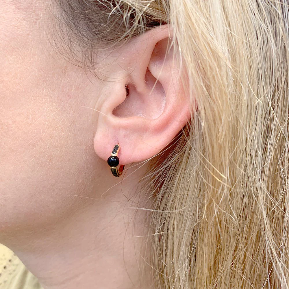 Boucles d'oreilles POMELLATO "M'ama non M'ama" en or rose, onyx et diamants - Image 2