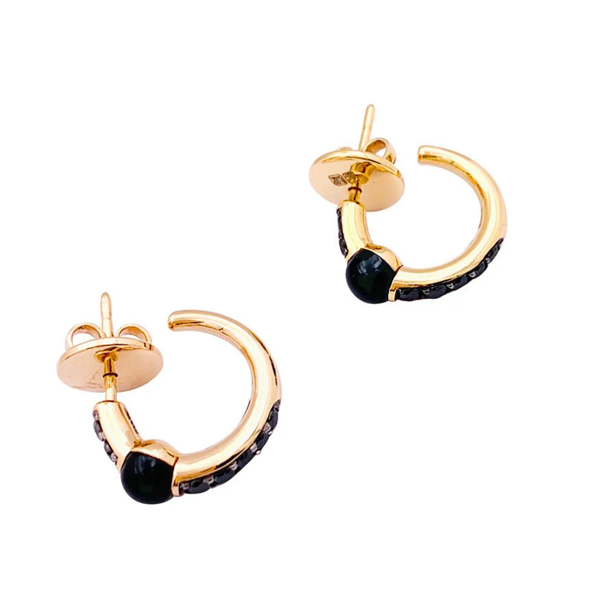 Boucles d'oreilles POMELLATO "M'ama non M'ama" en or rose, onyx et diamants - Image 3