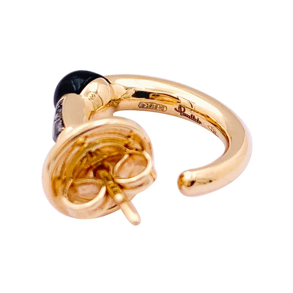 Boucles d'oreilles POMELLATO "M'ama non M'ama" en or rose, onyx et diamants - Image 4
