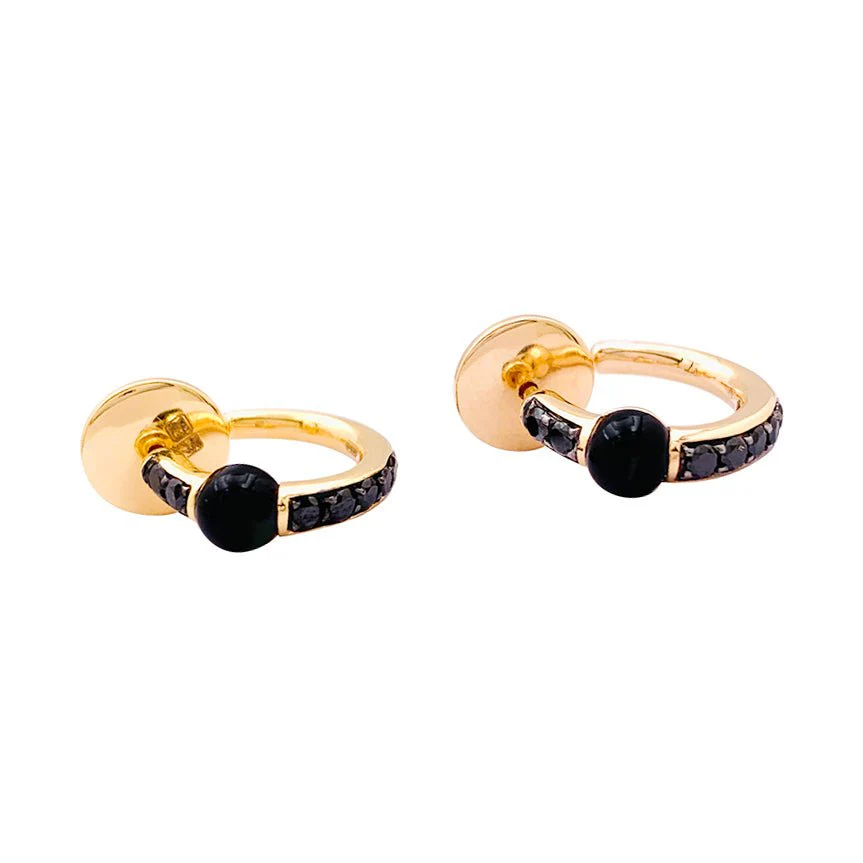 Boucles d'oreilles POMELLATO "M'ama non M'ama" en or rose, onyx et diamants - Image 5