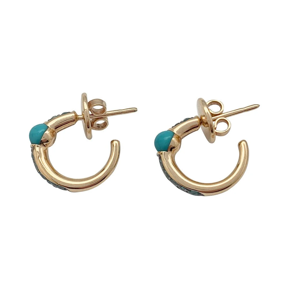 Boucles d'oreilles POMELLATO "M'ama non M'ama" en or rose, zircons et turquoises - Image 4
