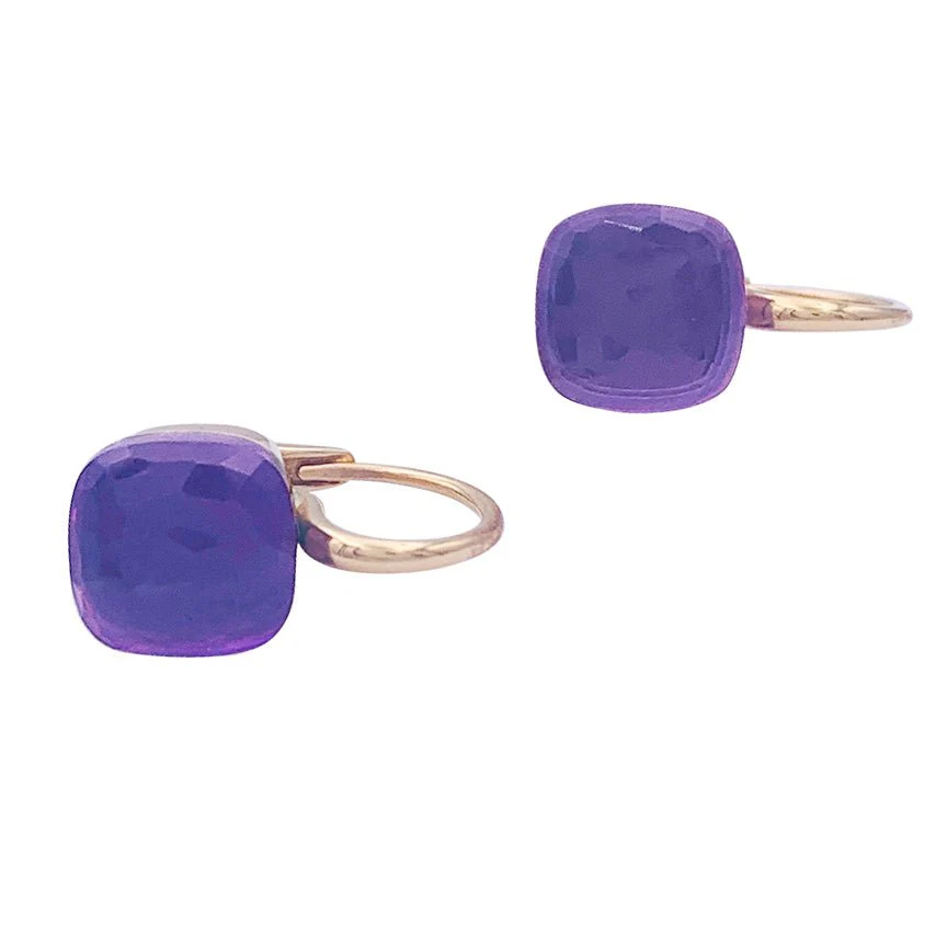 Boucles d'oreilles POMELLATO "Nudo Classic" en or blanc, or rose et améthystes - Image 2
