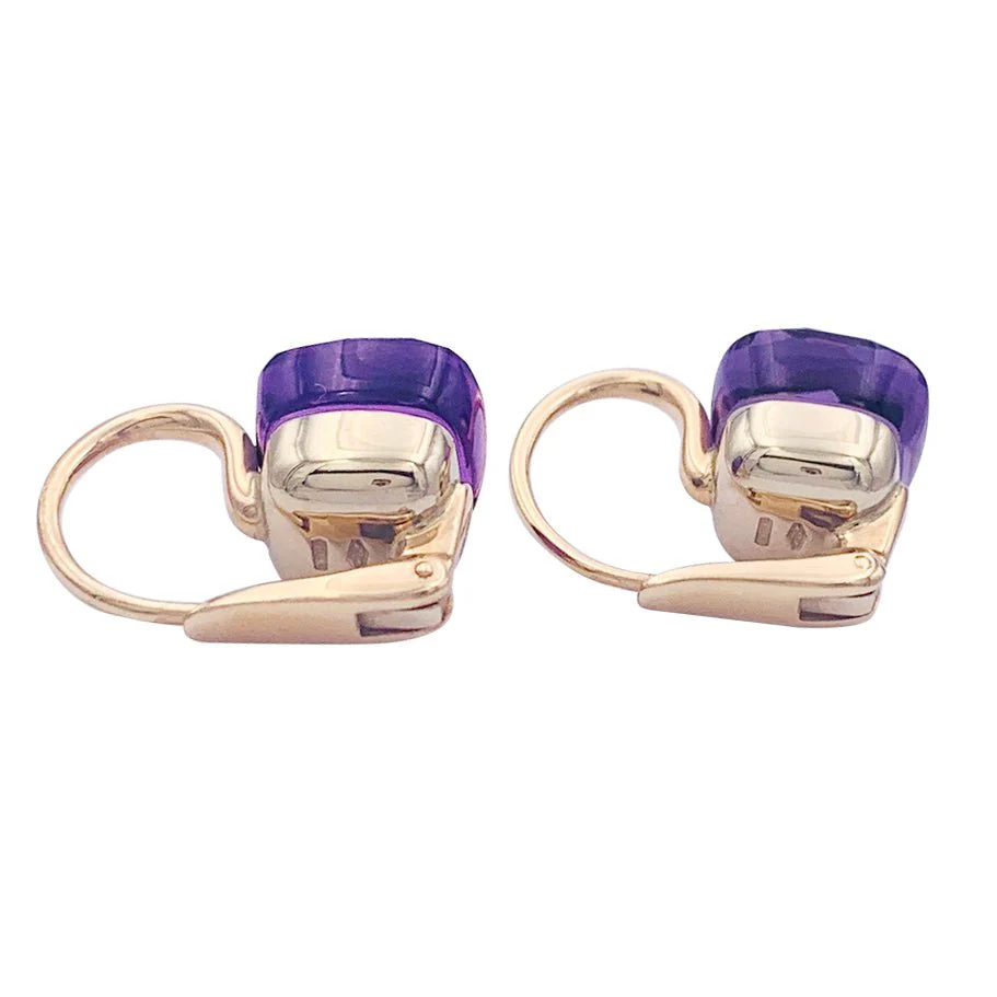 Boucles d'oreilles POMELLATO "Nudo Classic" en or blanc, or rose et améthystes - Image 3