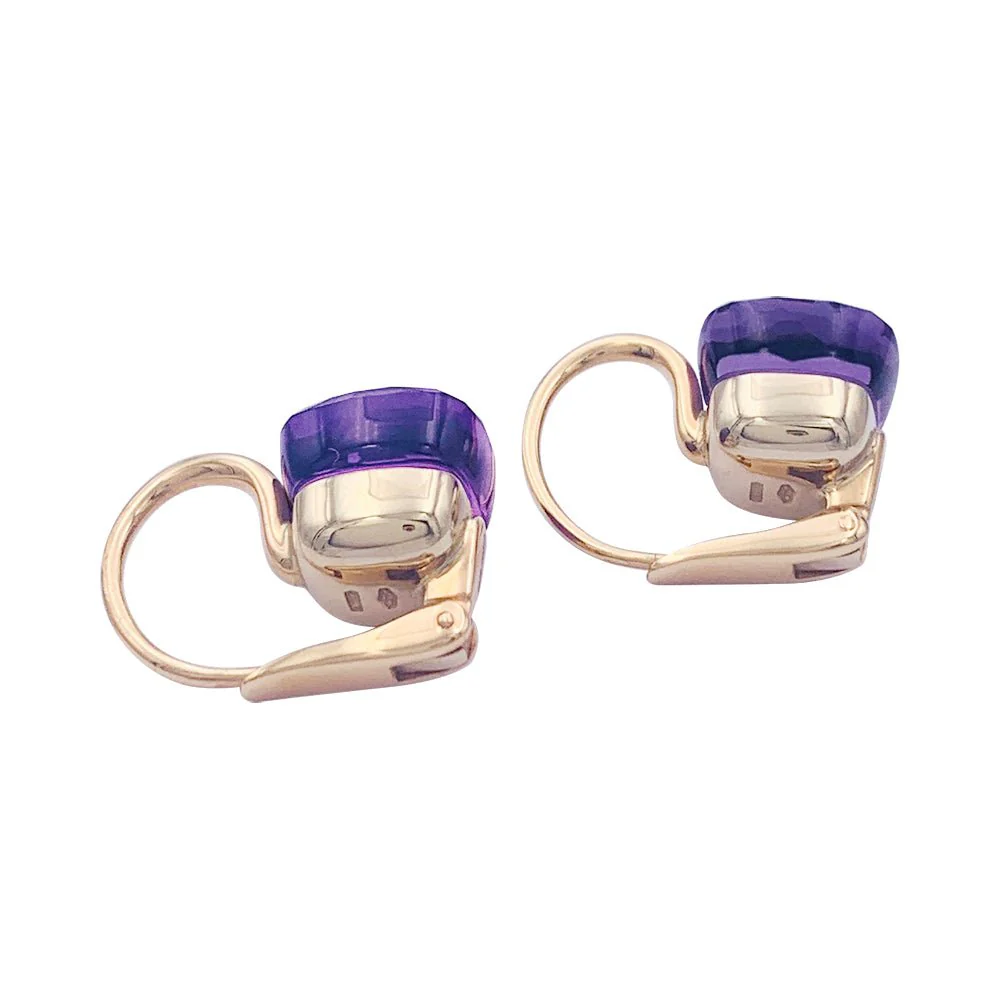 Boucles d'oreilles POMELLATO "Nudo Classic" en or blanc, or rose et améthystes - Image 4