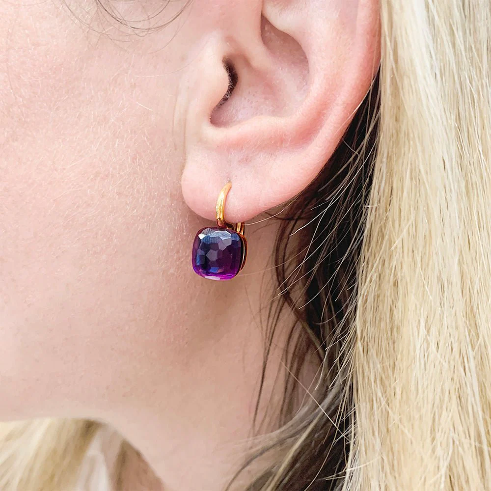 Boucles d'oreilles POMELLATO "Nudo Classic" en or blanc, or rose et améthystes - Image 5