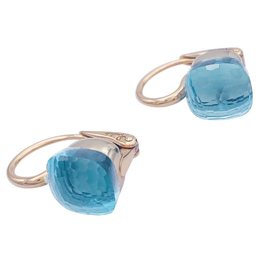 Boucles d'oreilles Pomellato, "Nudo Classic" topaze bleue, deux ors. - Image 2