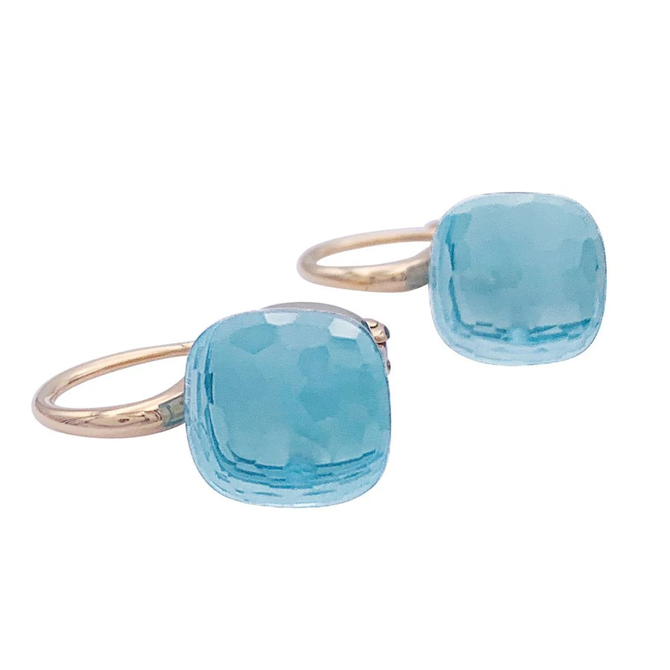 Boucles d'oreilles Pomellato, "Nudo Classic" topaze bleue, deux ors. - Image 3