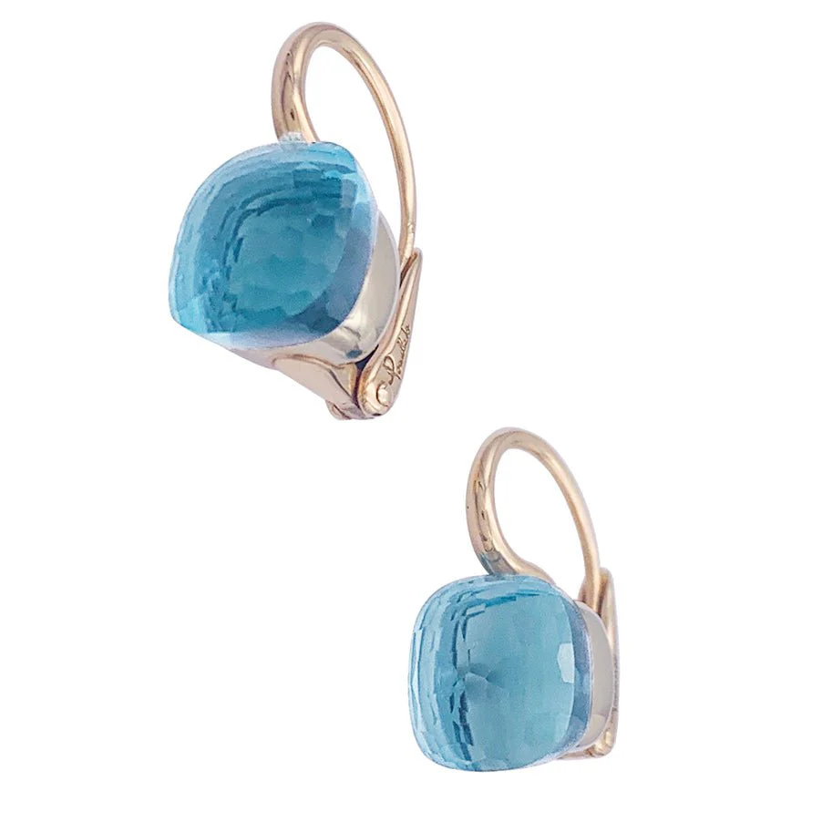 Boucles d'oreilles Pomellato, "Nudo Classic" topaze bleue, deux ors. - Image 4