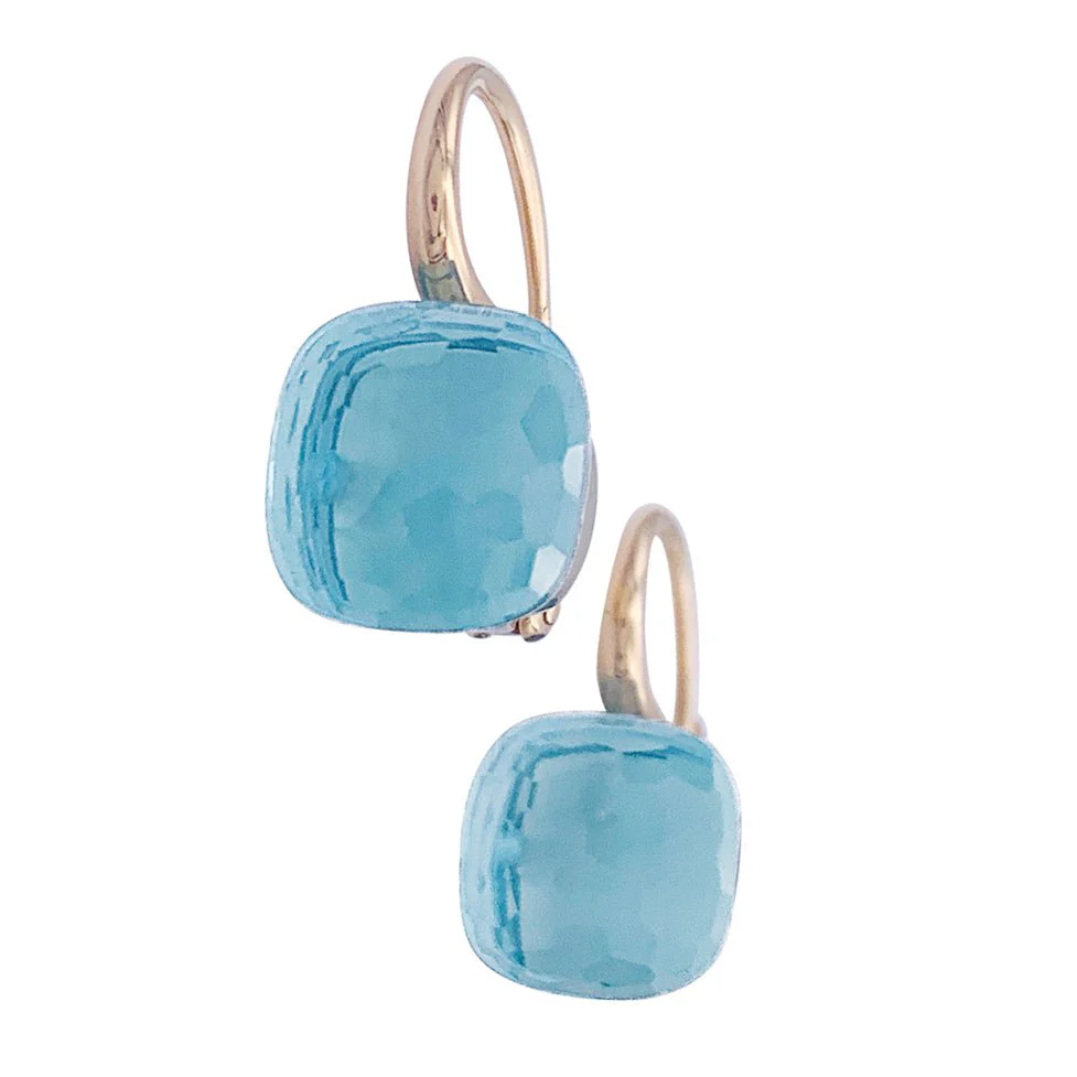 Boucles d'oreilles Pomellato, "Nudo Classic" topaze bleue, deux ors. - Image 5