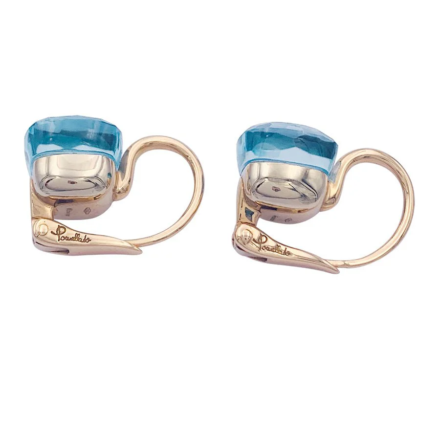 Boucles d'oreilles Pomellato, "Nudo Classic" topaze bleue, deux ors. - Image 6