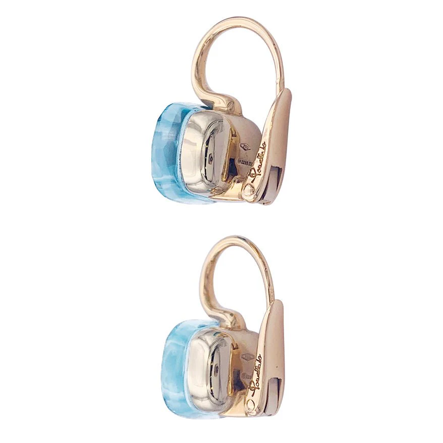 Boucles d'oreilles Pomellato, "Nudo Classic" topaze bleue, deux ors. - Image 7