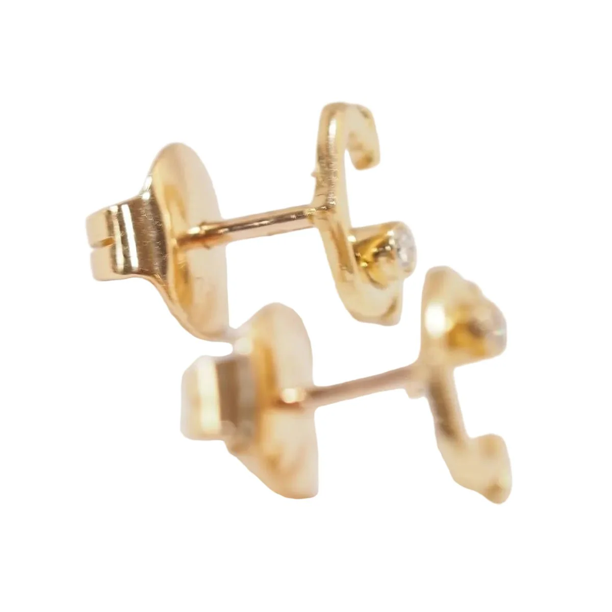 Boucles d'oreilles Puces CARTIER "C" en or jaune et diamants - Image 3