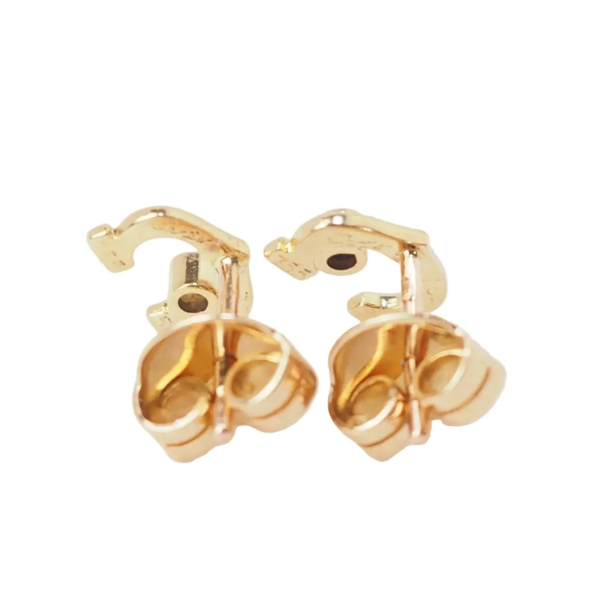 Boucles d'oreilles Puces CARTIER "C" en or jaune et diamants - Image 4