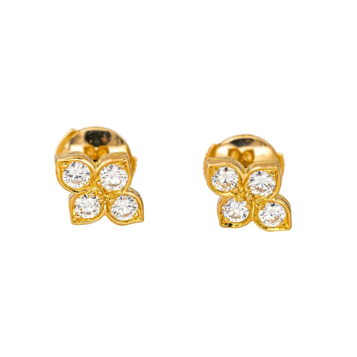 Boucles d'oreilles Puces CARTIER "Hindu" en or jaune et diamants - Image 3