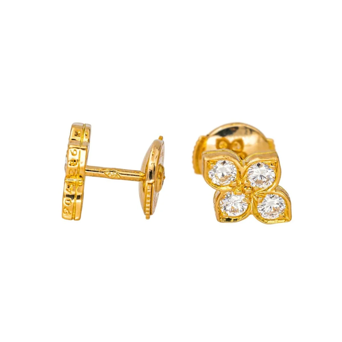 Boucles d'oreilles Puces CARTIER "Hindu" en or jaune et diamants - Image 4