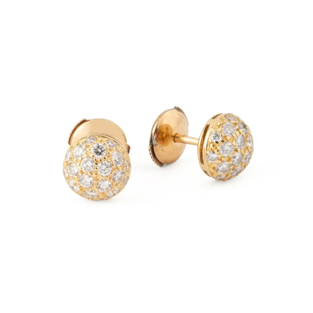 Boucles d'oreilles Puces CARTIER "Mimi" en or jaune et diamants - Image 3
