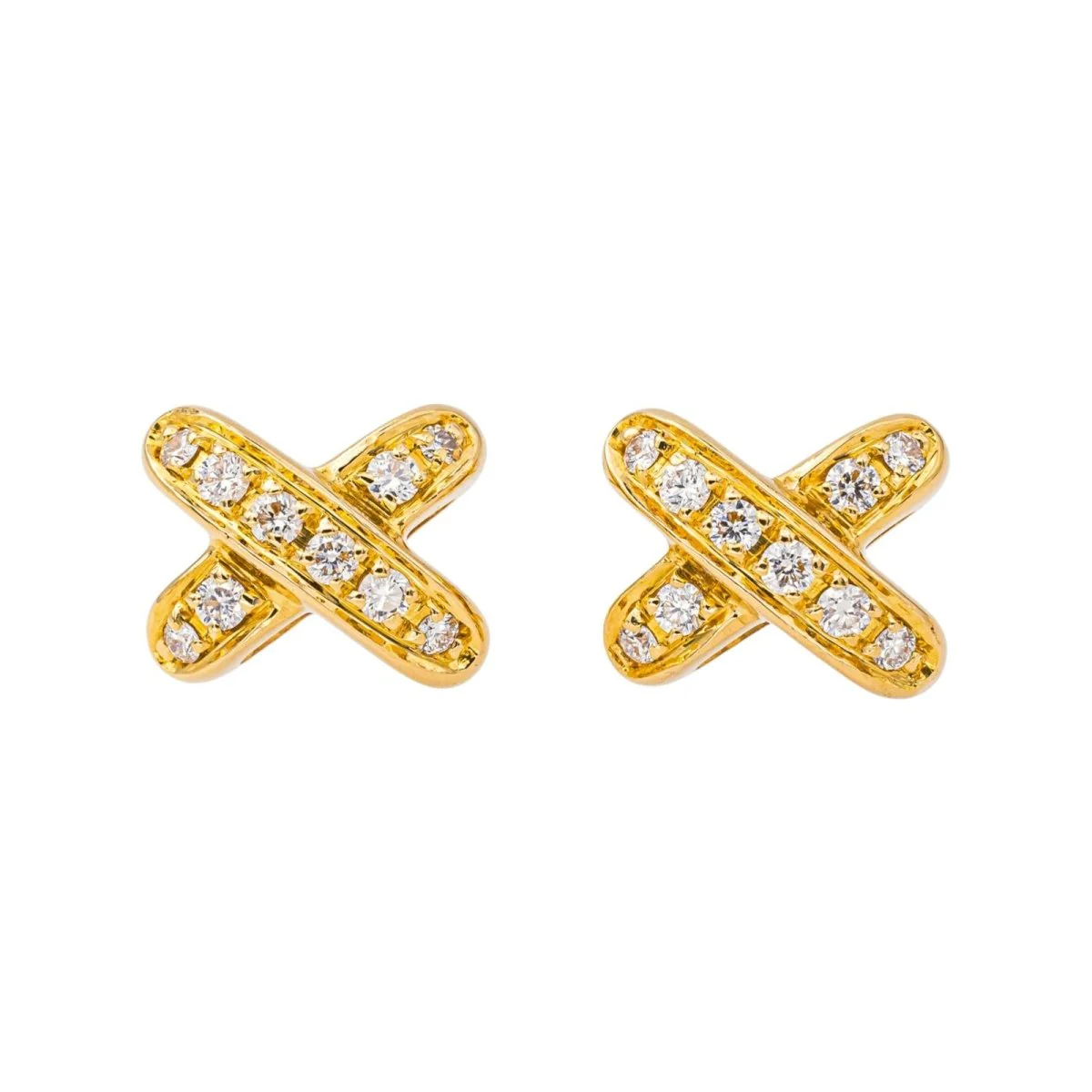 Boucles d'oreilles Puces CHAUMET "Jeux de Liens" en or jaune et diamants