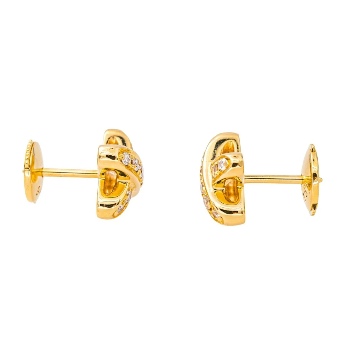 Boucles d'oreilles Puces CHAUMET "Jeux de Liens" en or jaune et diamants - Image 4
