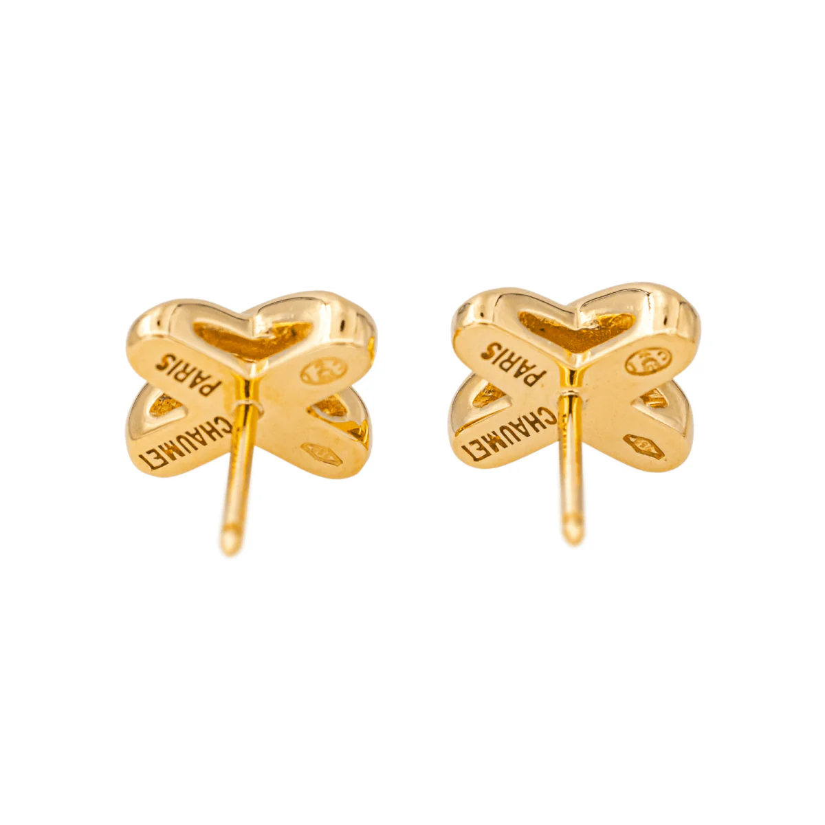 Boucles d'oreilles Puces CHAUMET "Jeux de Liens" en or jaune et diamants - Image 5