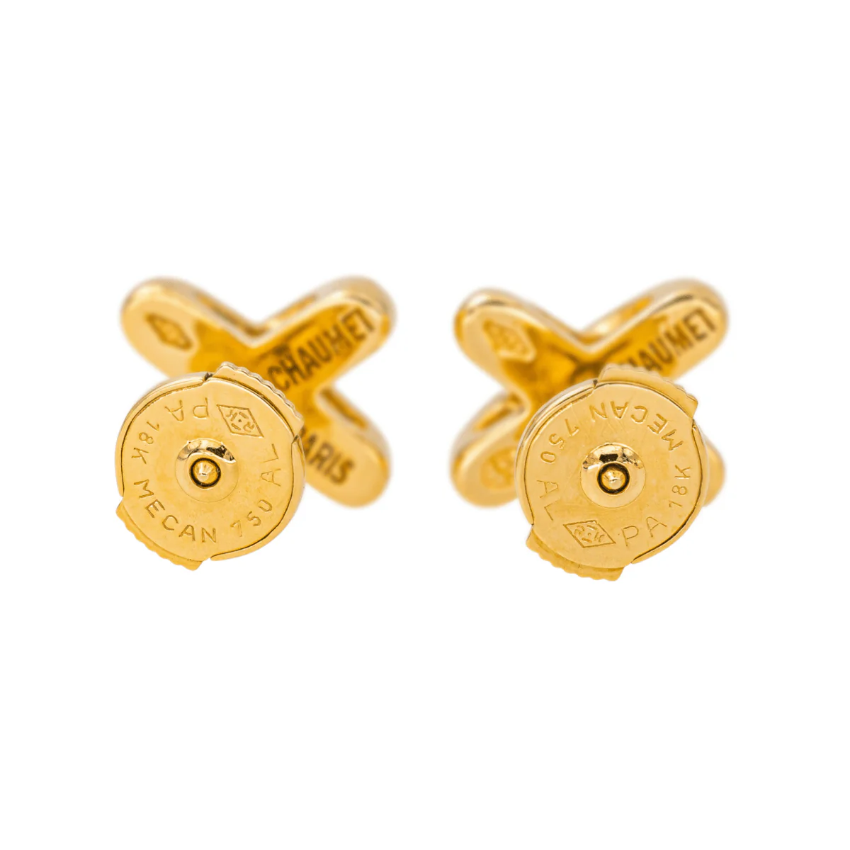 Boucles d'oreilles Puces CHAUMET "Jeux de Liens" en or jaune et diamants - Image 6