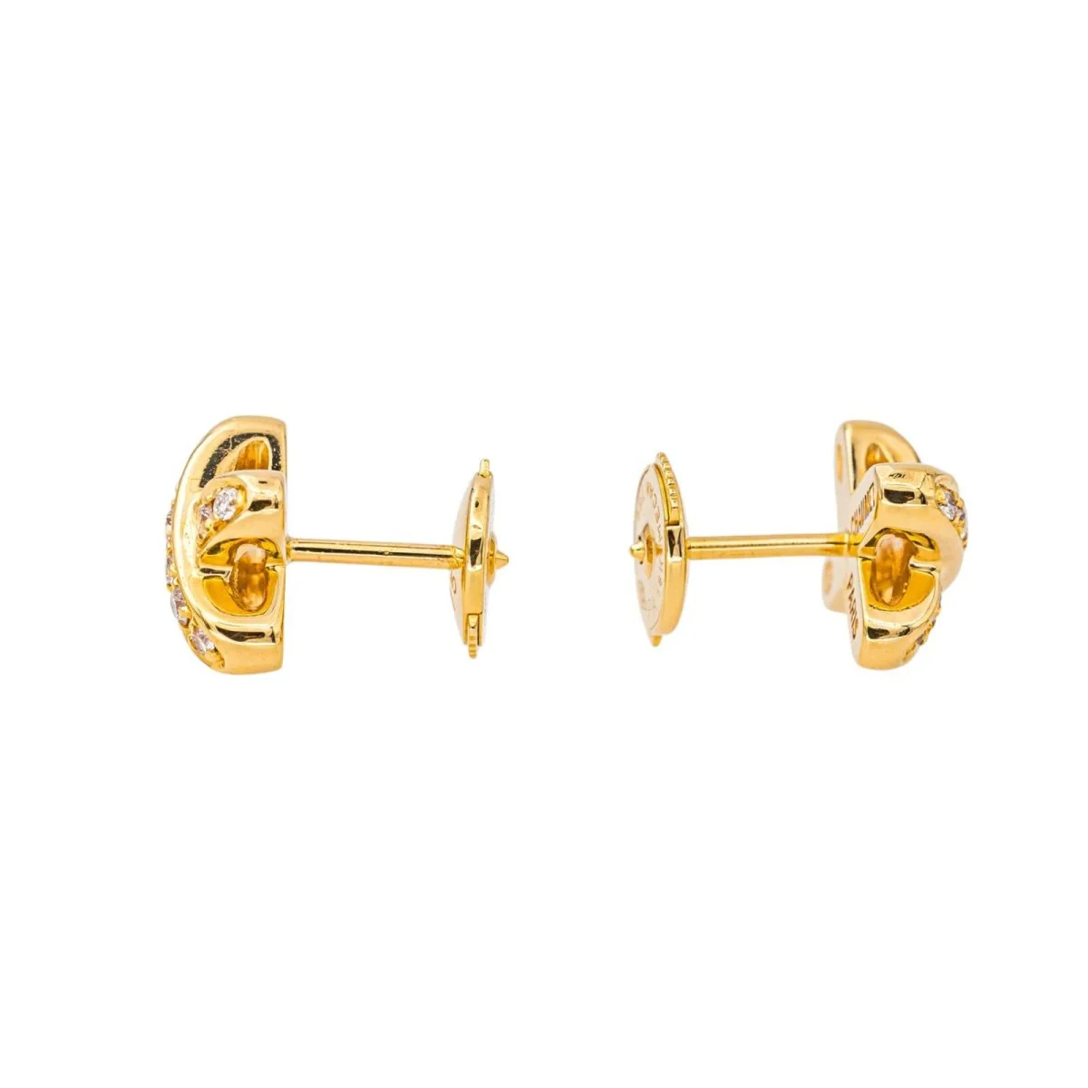 Boucles d'oreilles Puces CHAUMET "Jeux de Liens" en or jaune et diamants - Image 7