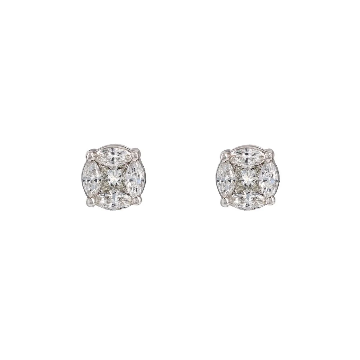 Boucles d'oreilles Puces en or blanc et diamants