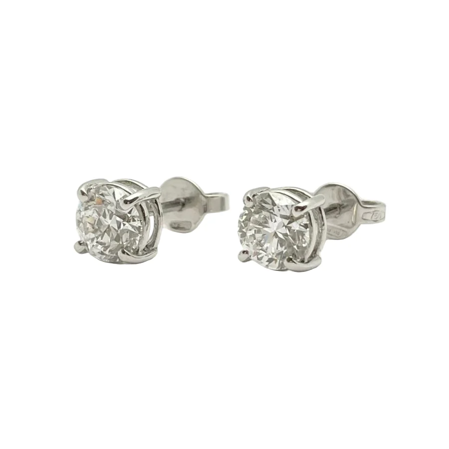 Boucles d'oreilles Puces en or blanc et diamants - Image 6