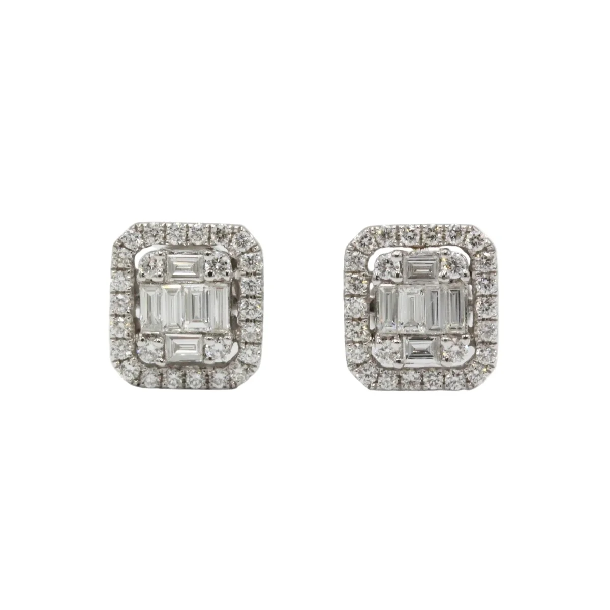 Boucles d'oreilles Puces en or blanc et diamants