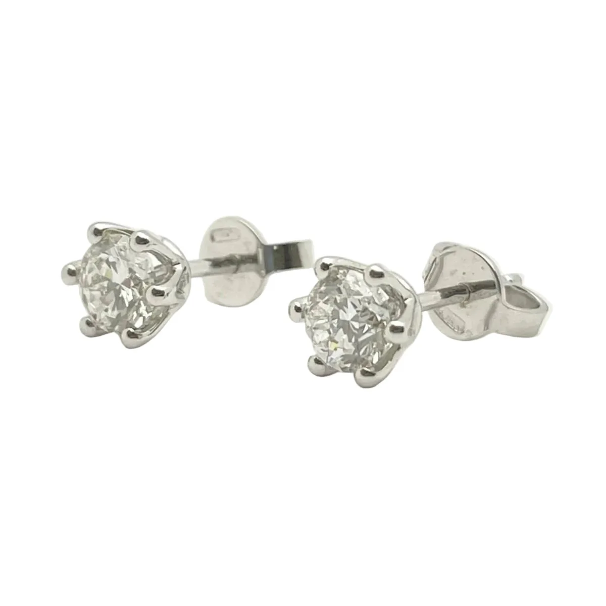 Boucles d'oreilles Puces en or blanc et diamants - Image 2