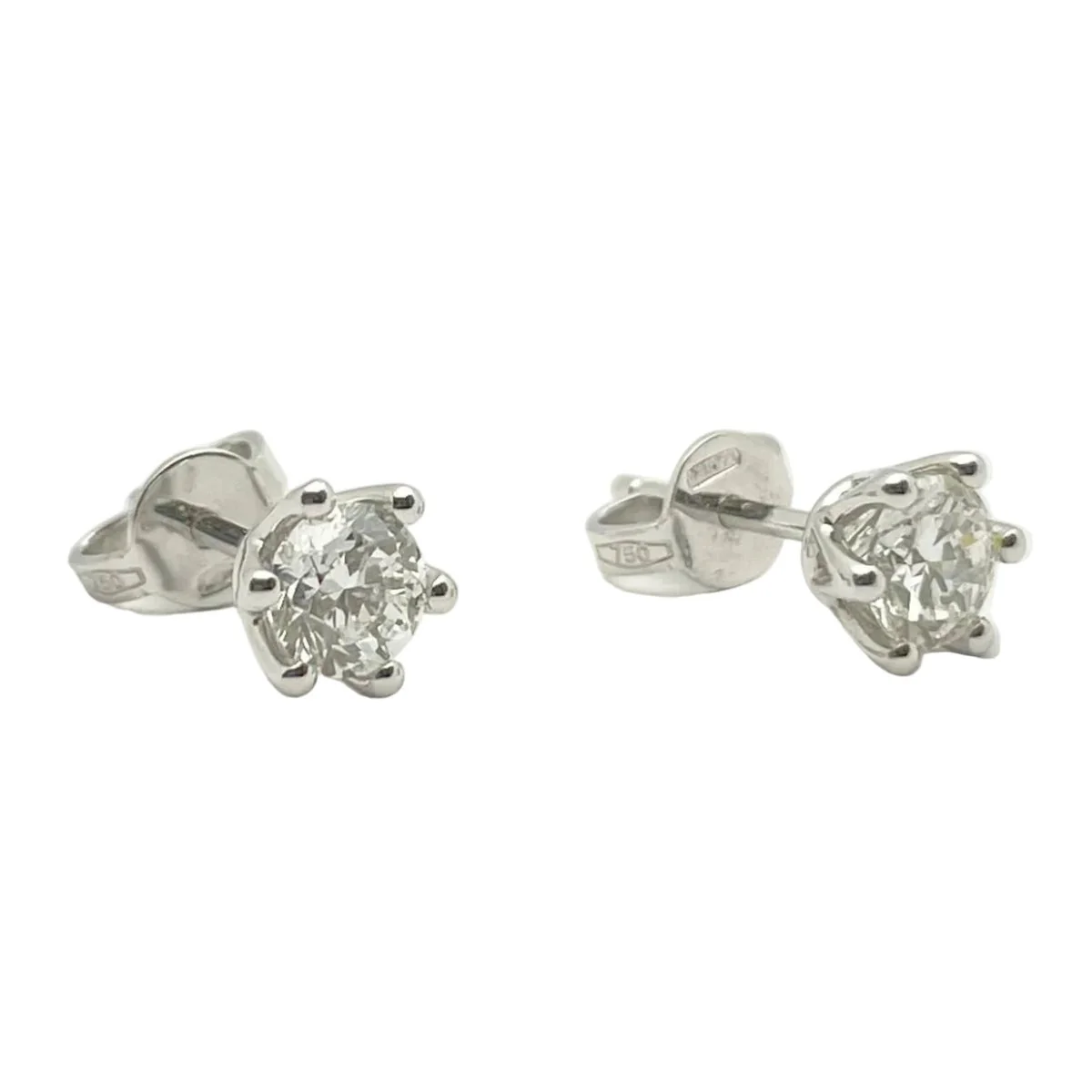 Boucles d'oreilles Puces en or blanc et diamants - Image 4