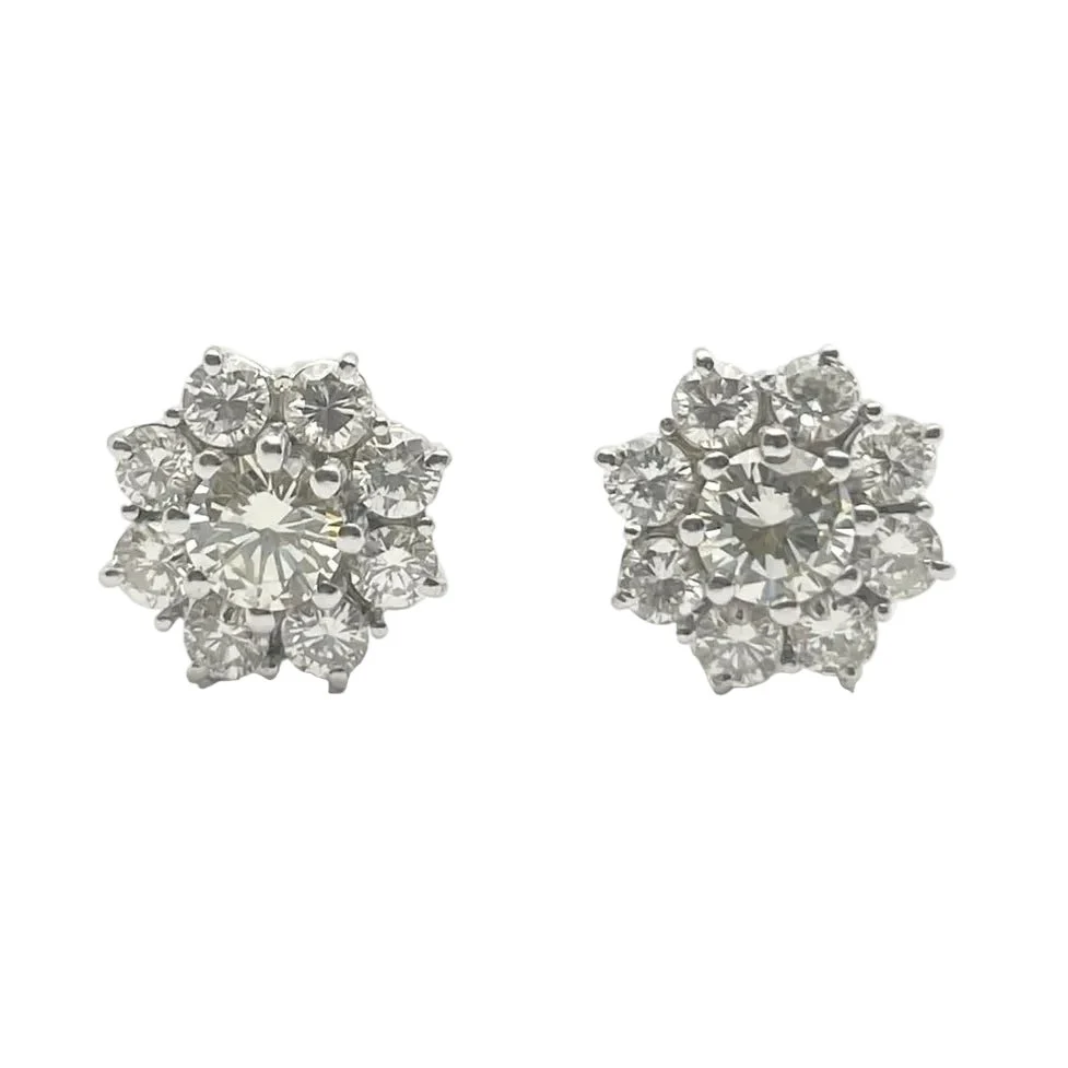 Boucles d'oreilles Puces en or blanc et diamants