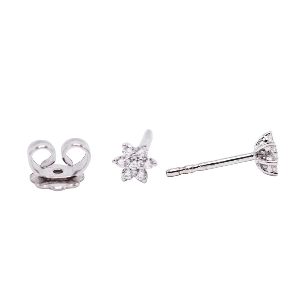 Boucles d'oreilles Puces en or blanc et diamants - Image 3