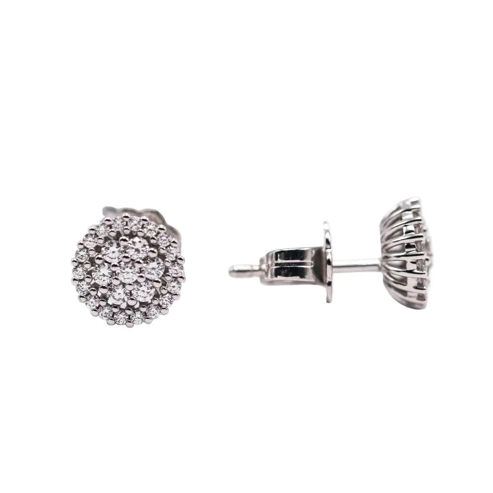 Boucles d'oreilles Puces en or blanc et diamants - Image 4