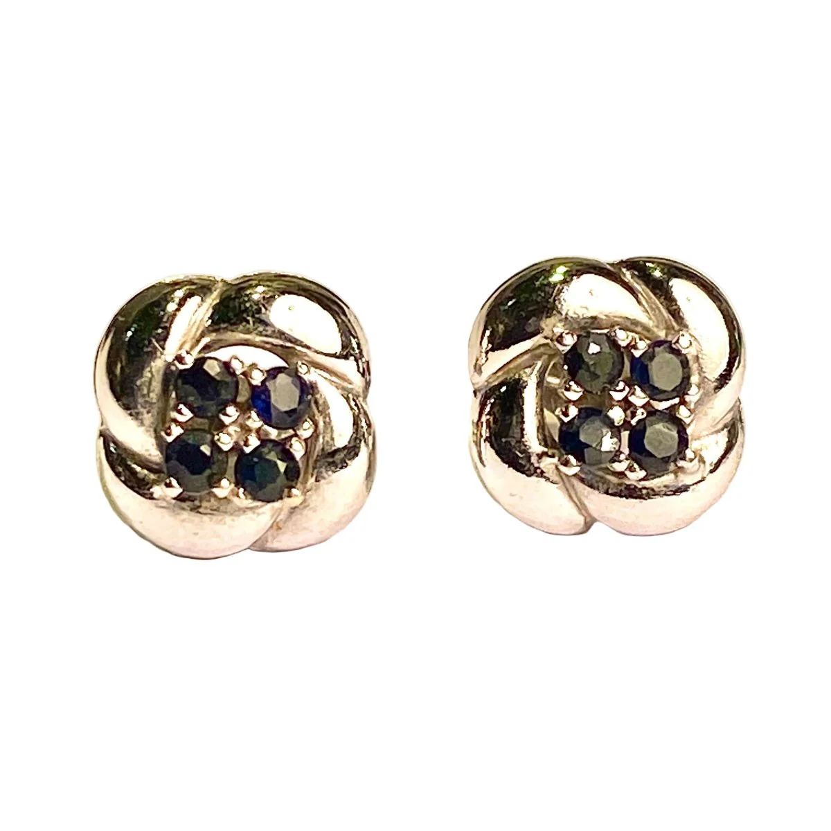 Boucles d'oreilles Puces en or blanc et saphirs