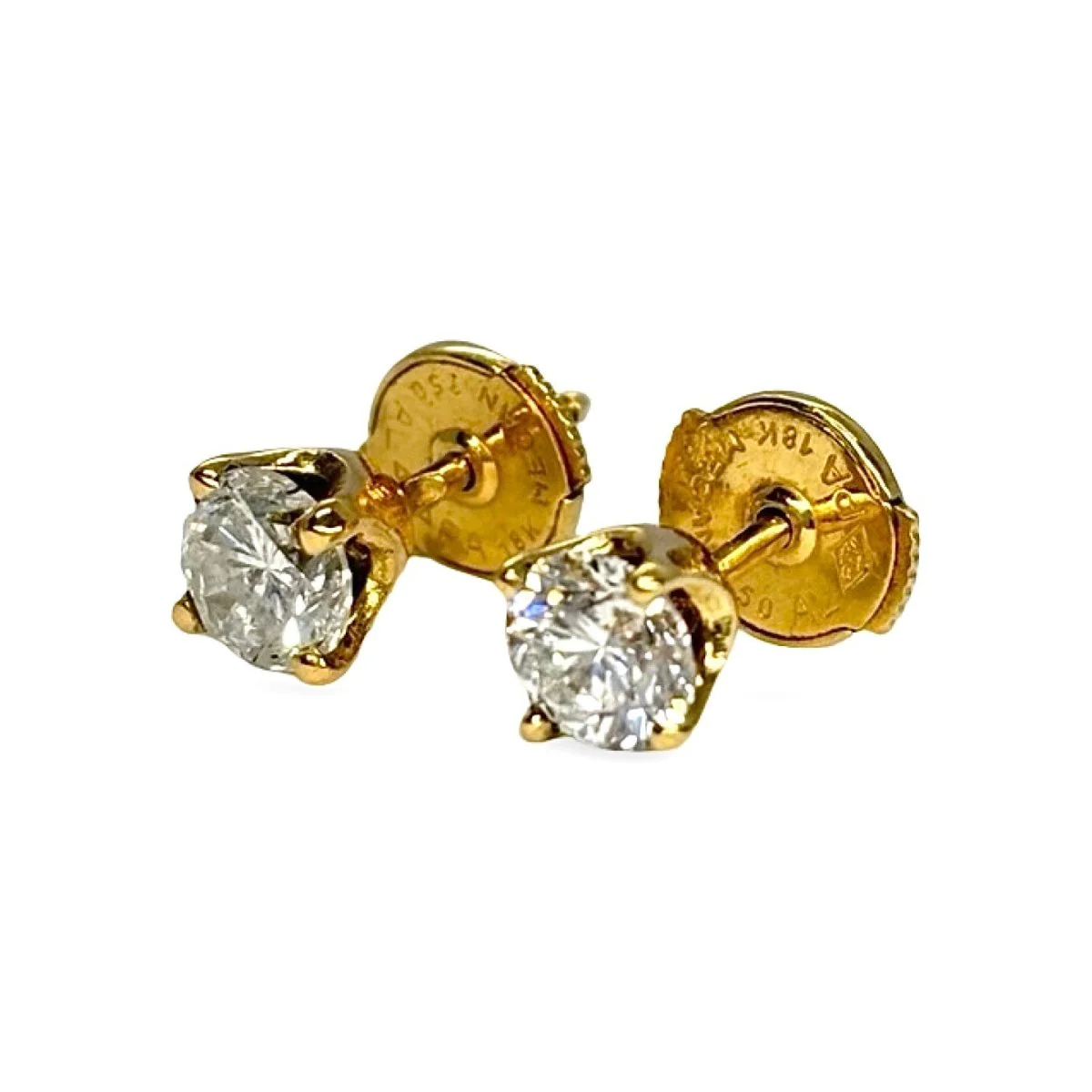 Boucles d'oreilles Puces en or jaune et diamants