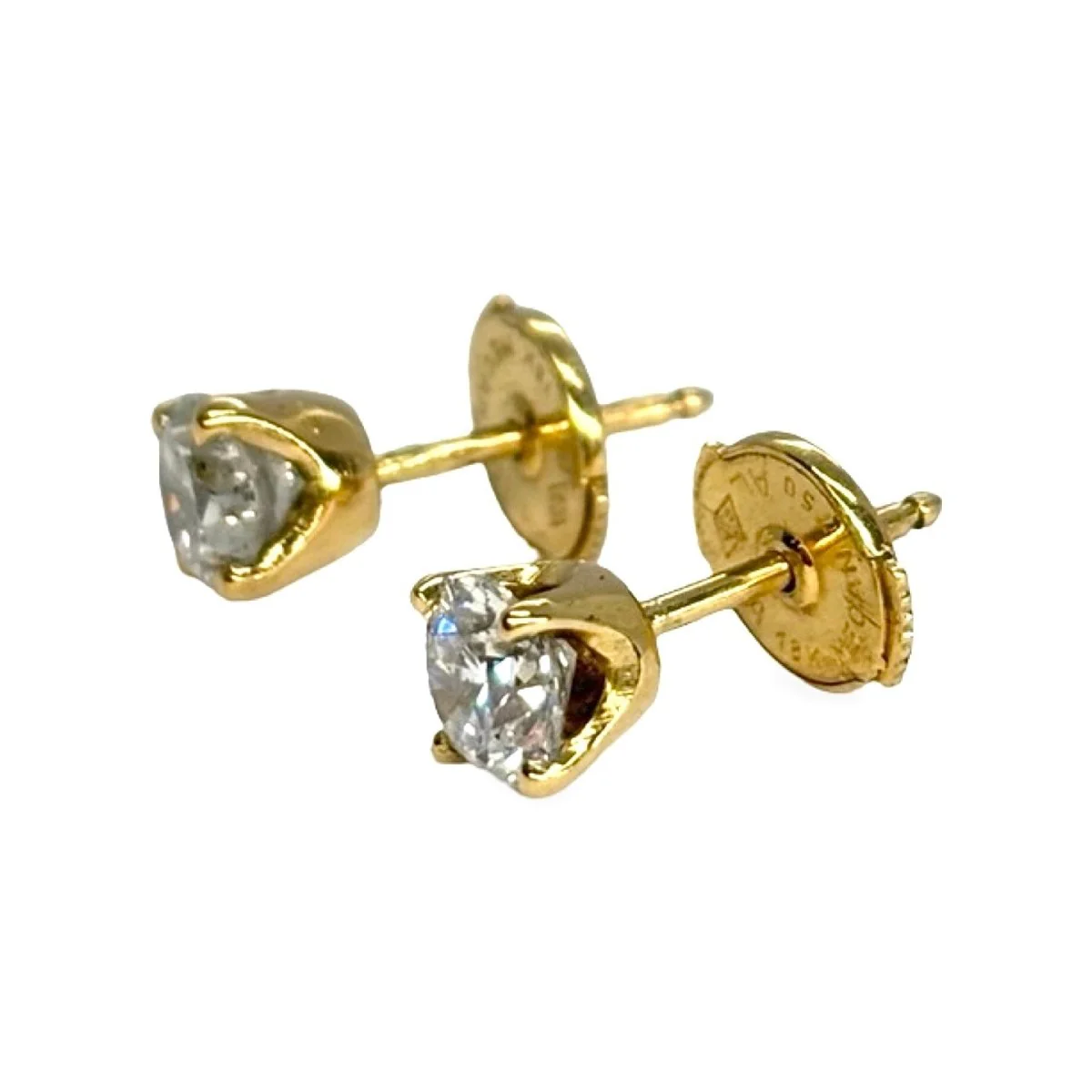 Boucles d'oreilles Puces en or jaune et diamants - Image 2