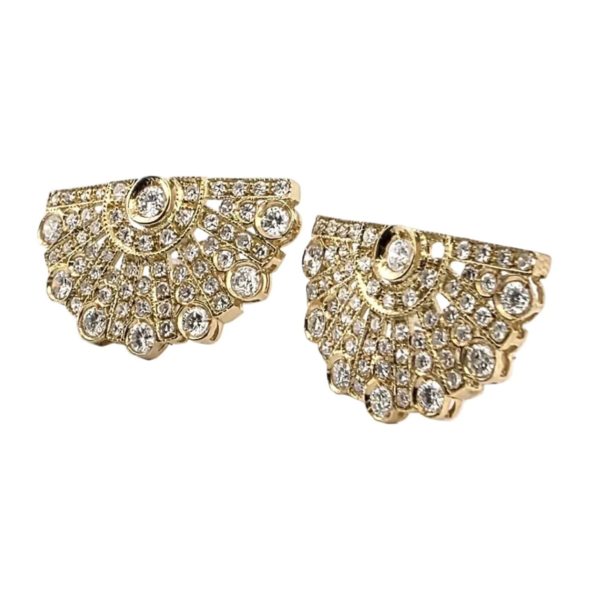 Boucles d'oreilles Puces en or jaune et diamants - Image 2