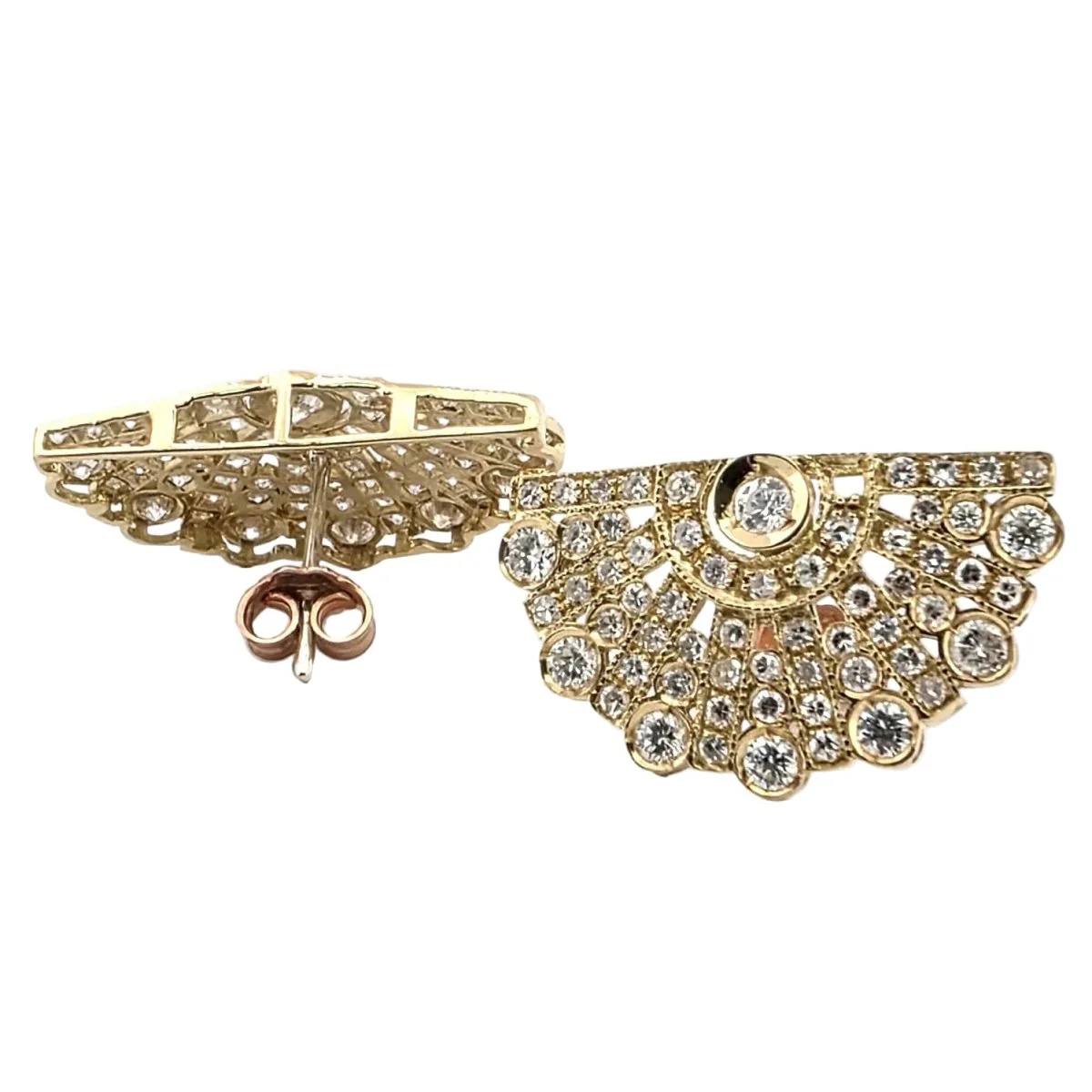 Boucles d'oreilles Puces en or jaune et diamants - Image 4