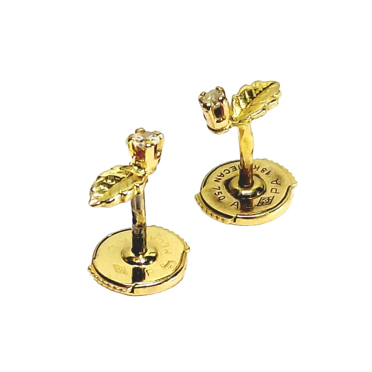 Boucles d'oreilles Puces en or jaune et diamants - Image 3