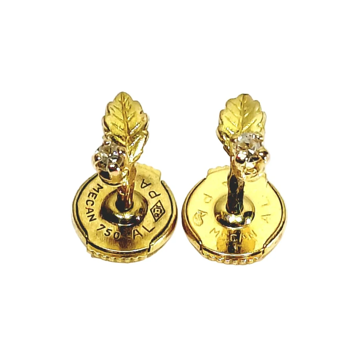 Boucles d'oreilles Puces en or jaune et diamants - Image 4